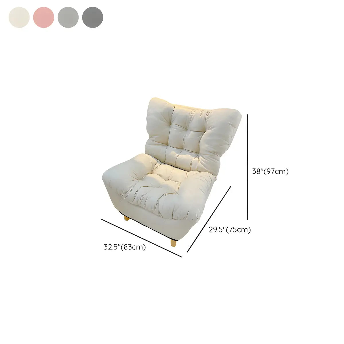 Comfort Manual Push Back Armless Lounge Recliner White 