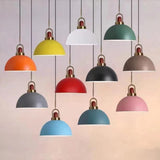 Commercial Industrial Orange Dome Metal Pendant Light Image - 12