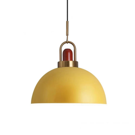 Commercial Industrial Orange Dome Metal Pendant Light Image - 2