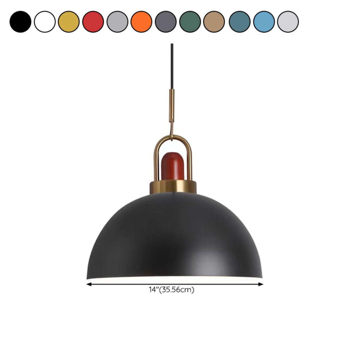 Commercial Industrial Orange Dome Metal Pendant Light 