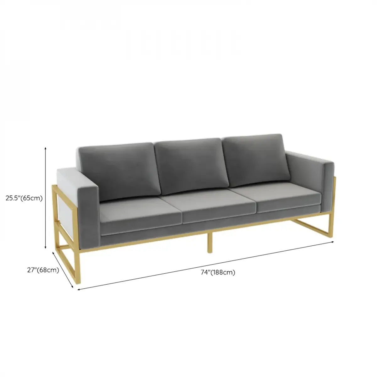 Compact Grey Fabrics Metal Gold Frame Single Sofa Image - 11