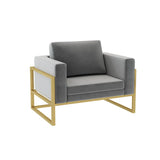 Compact Grey Fabrics Metal Gold Frame Single Sofa Image - 2