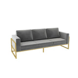 Compact Grey Fabrics Metal Gold Frame Single Sofa Image - 5