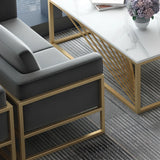 Compact Grey Fabrics Metal Gold Frame Single Sofa Image - 9