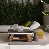 Compact Grey Finish Stone Round Outdoor Coffee Table Image - 5