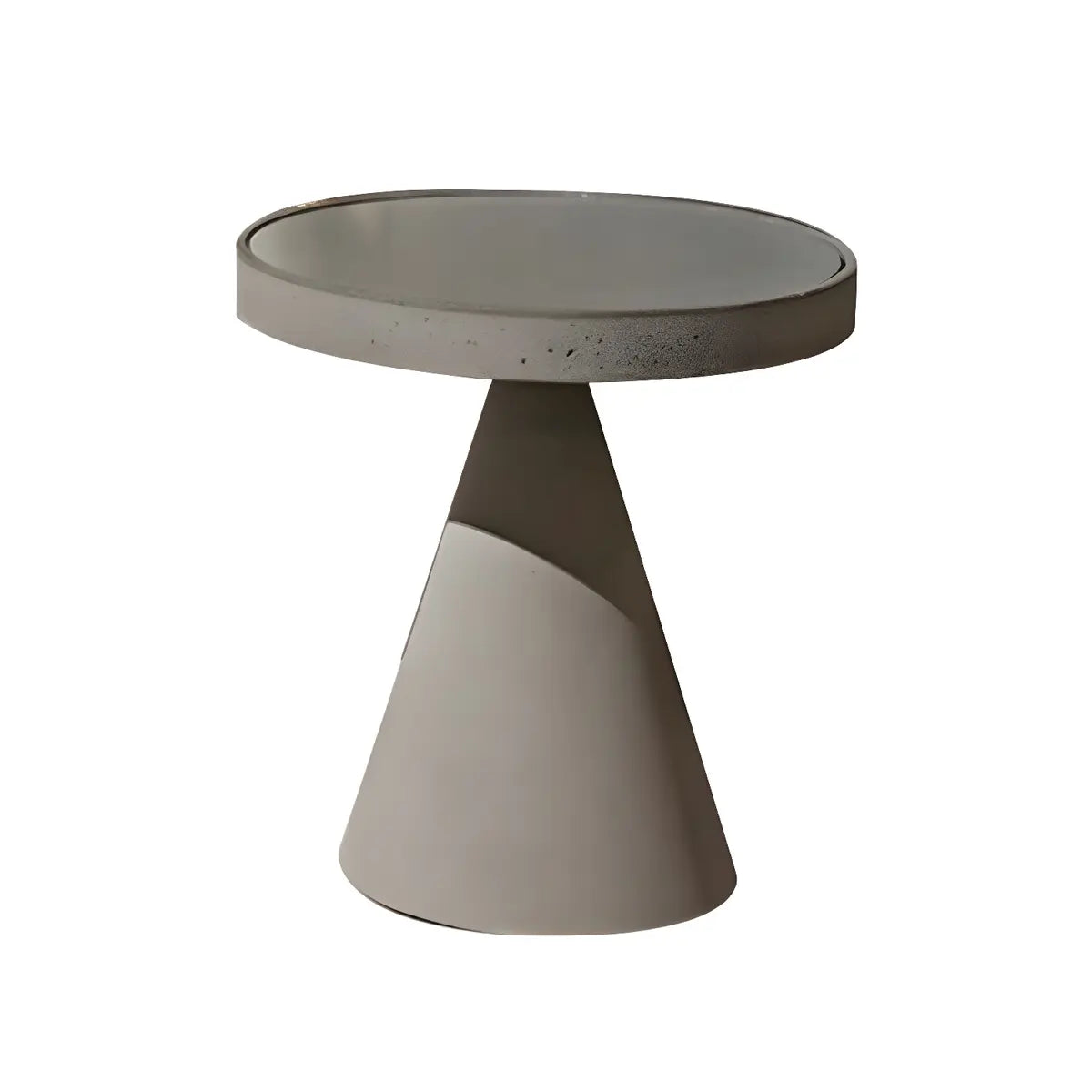 Compact Grey Finish Stone Round Outdoor Coffee Table Image - 6