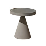 Compact Grey Finish Stone Round Outdoor Coffee Table Image - 6