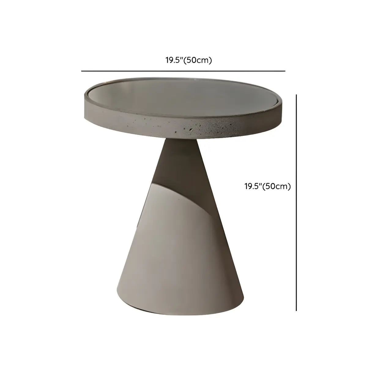 Compact Grey Finish Stone Round Outdoor Coffee Table 