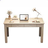 Compact White Wood Drawers Butcher Block Writing Desk Image - 2