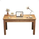 Compact White Wood Drawers Butcher Block Writing Desk Image - 3