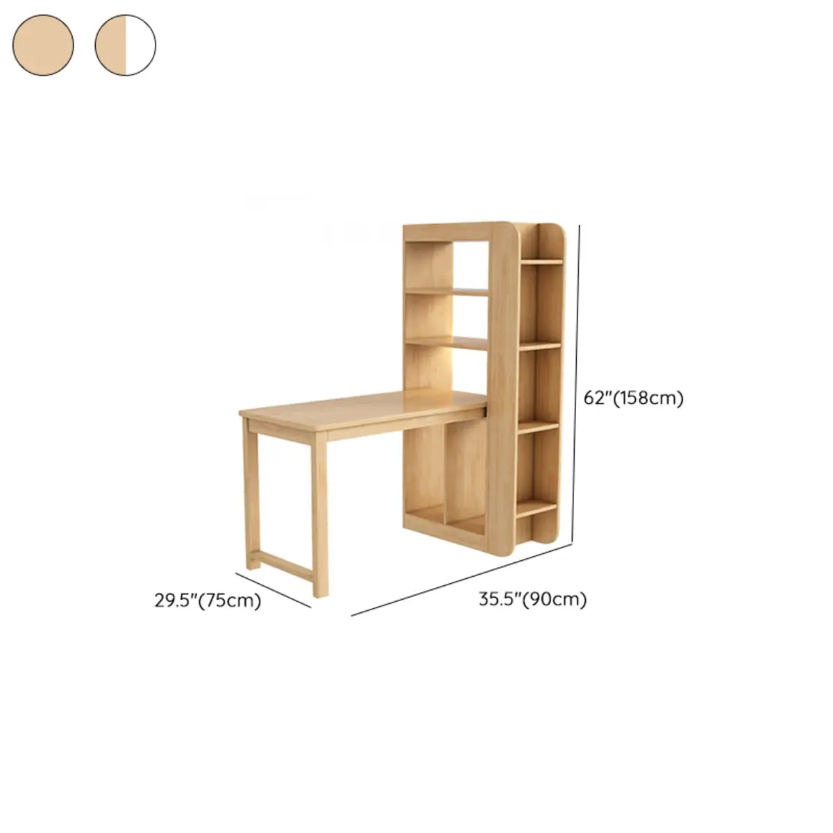 Compact Wood Rectangular Exterior Shelf Computer Desk 