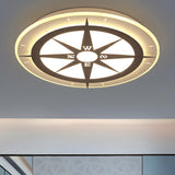 Compass-Shaped Round LED Flush Mount Ceiling Light Image - 2