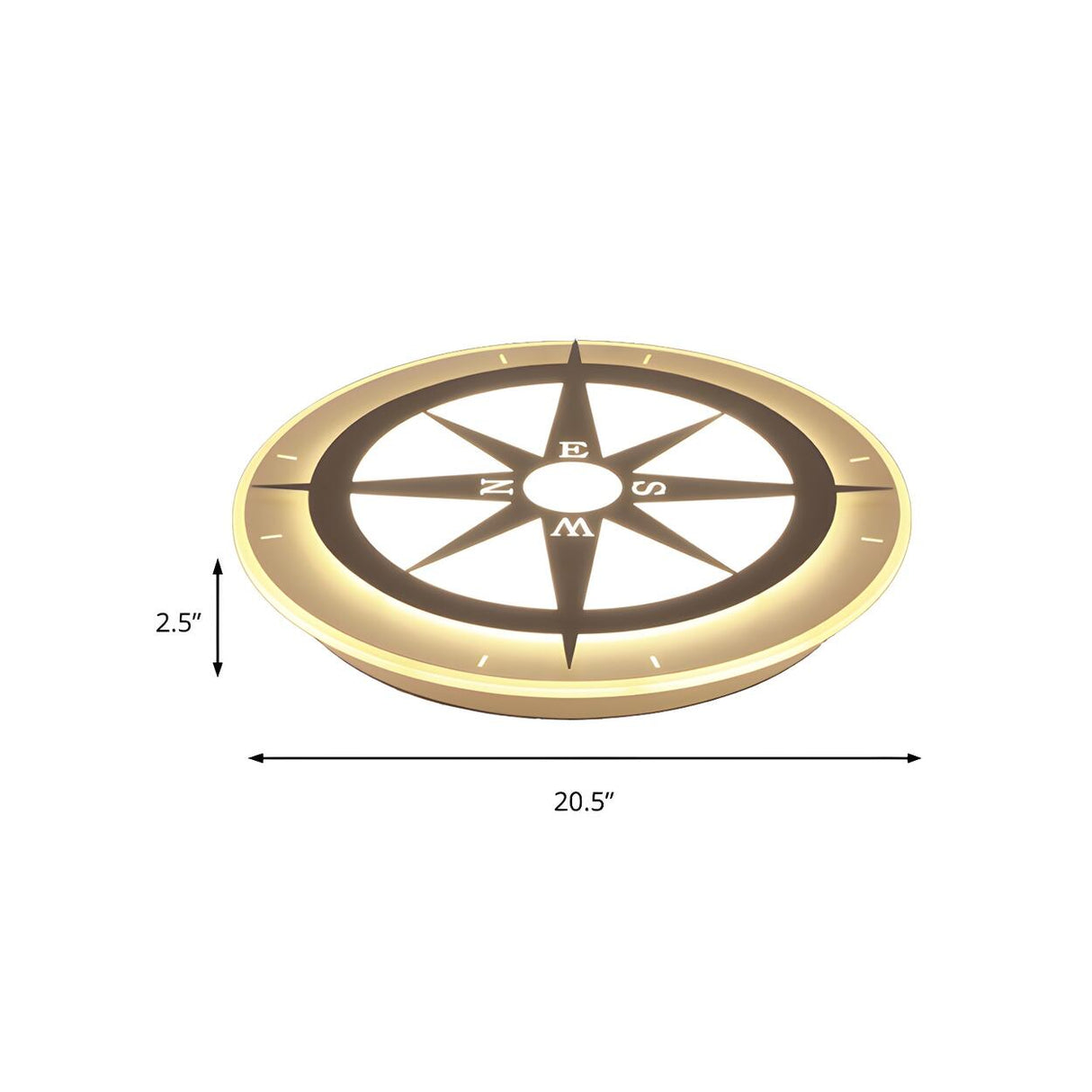 Compass-Shaped Round LED Flush Mount Ceiling Light Image - 4