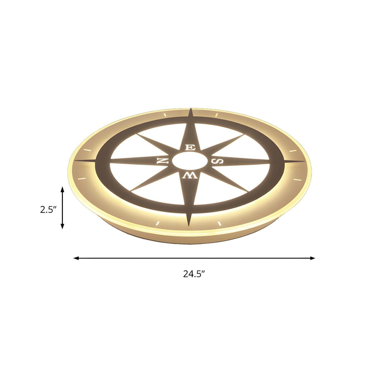 Compass-Shaped Round LED Flush Mount Ceiling Light Image - 5