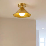 Cone Copper Gold Metal Semi-Flush Mount Ceiling Light Image - 1