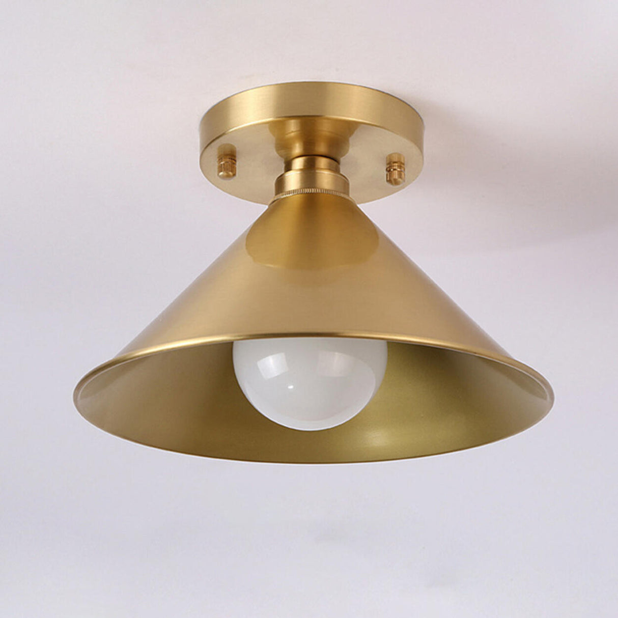 Cone Copper Gold Metal Semi-Flush Mount Ceiling Light Image - 10