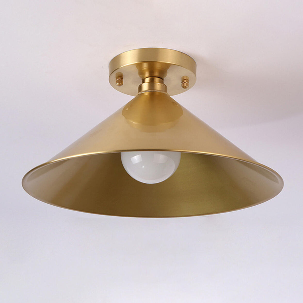 Cone Copper Gold Metal Semi-Flush Mount Ceiling Light Image - 11