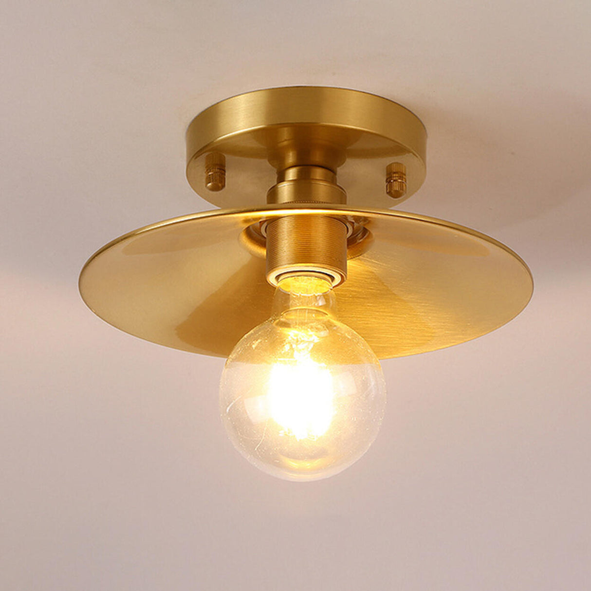 Cone Copper Gold Metal Semi-Flush Mount Ceiling Light Image - 12