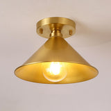 Cone Copper Gold Metal Semi-Flush Mount Ceiling Light Image - 13