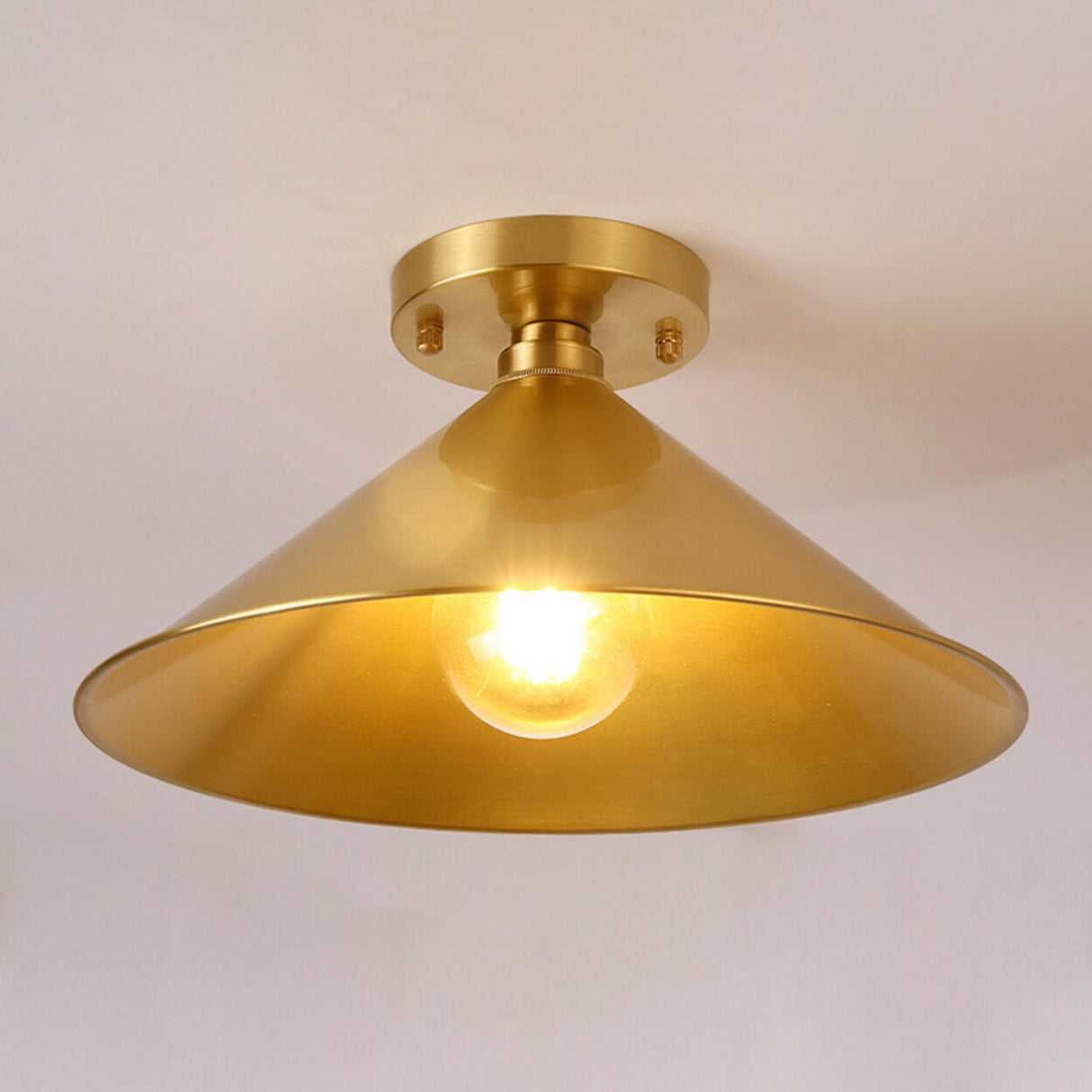 Cone Copper Gold Metal Semi-Flush Mount Ceiling Light Image - 14