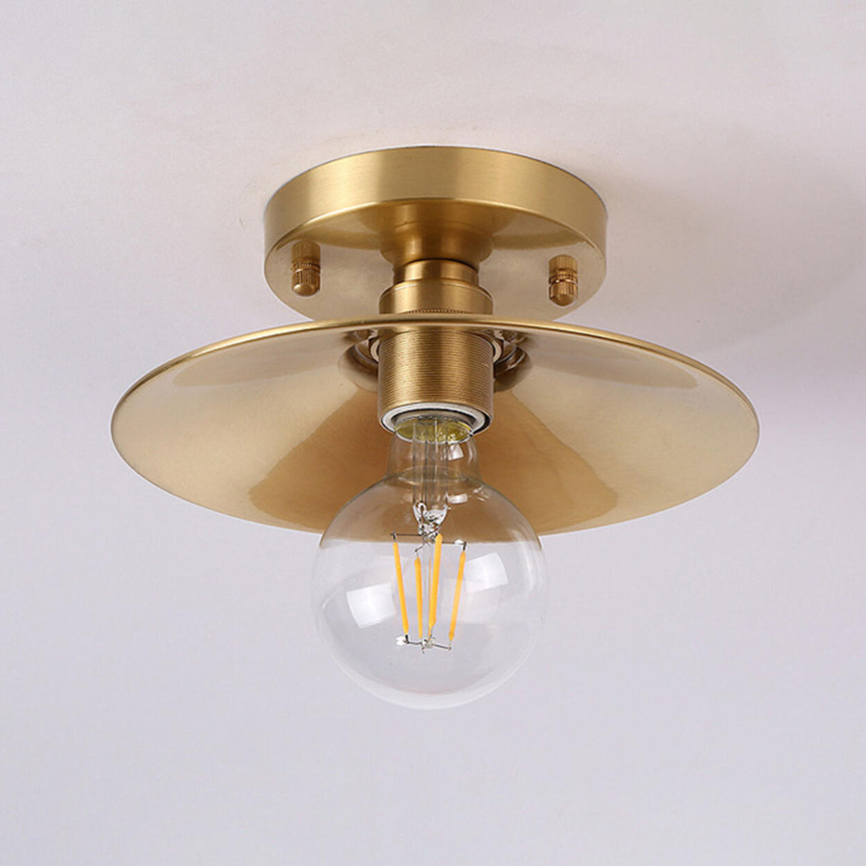 Cone Copper Gold Metal Semi-Flush Mount Ceiling Light Image - 15