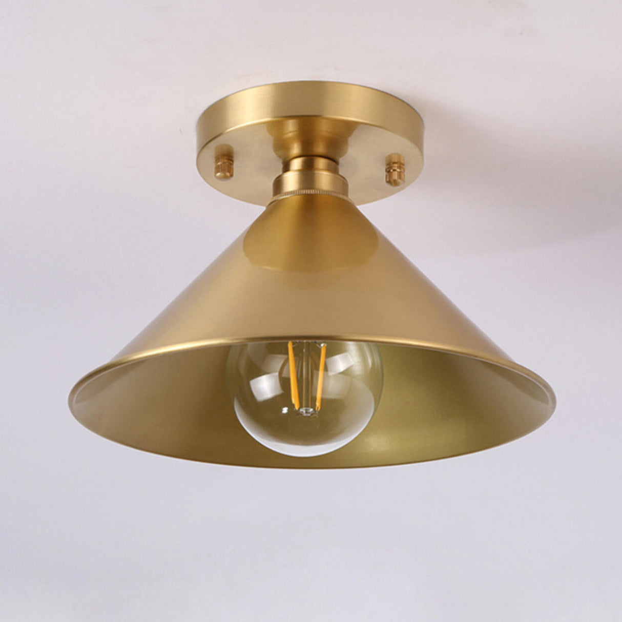 Cone Copper Gold Metal Semi-Flush Mount Ceiling Light Image - 16