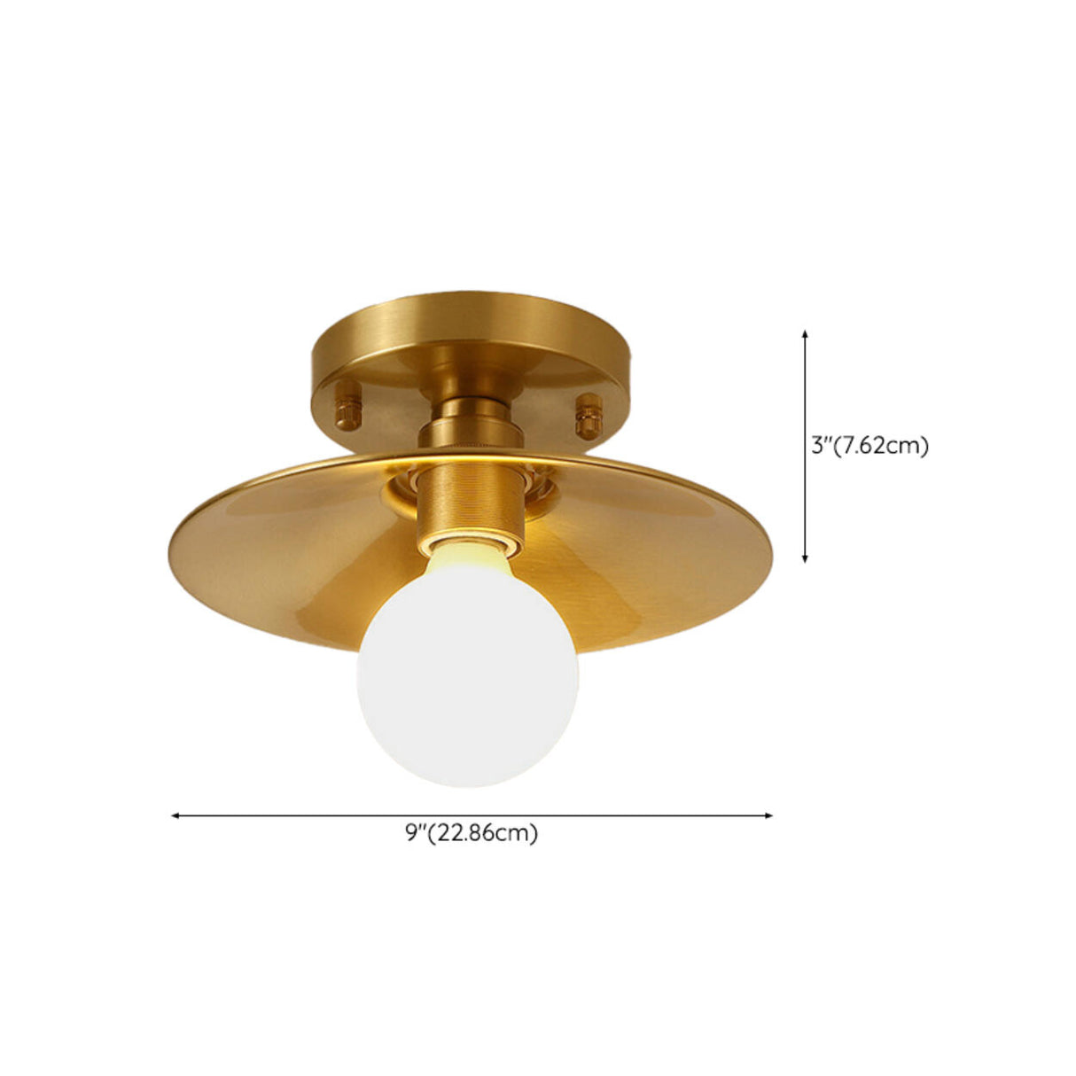 Cone Copper Gold Metal Semi-Flush Mount Ceiling Light 