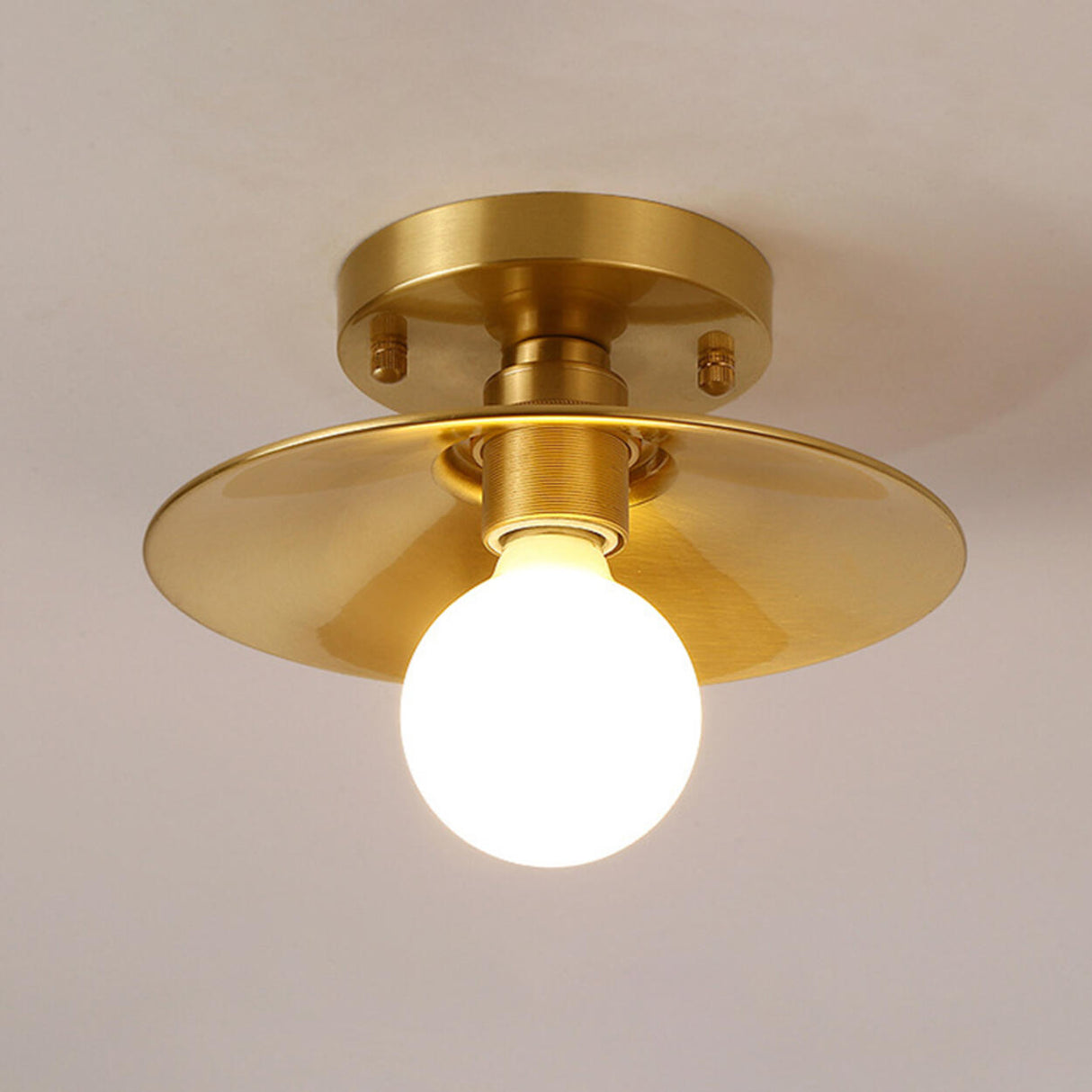 Cone Copper Gold Metal Semi-Flush Mount Ceiling Light Image - 2