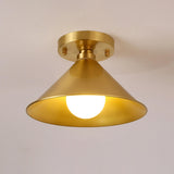 Cone Copper Gold Metal Semi-Flush Mount Ceiling Light Image - 3