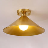 Cone Copper Gold Metal Semi-Flush Mount Ceiling Light Image - 5