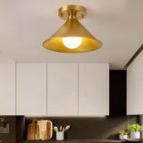 Cone Copper Gold Metal Semi-Flush Mount Ceiling Light Image - 7