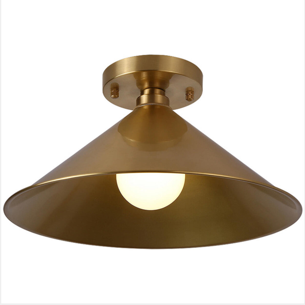 Cone Copper Gold Metal Semi-Flush Mount Ceiling Light Image - 8