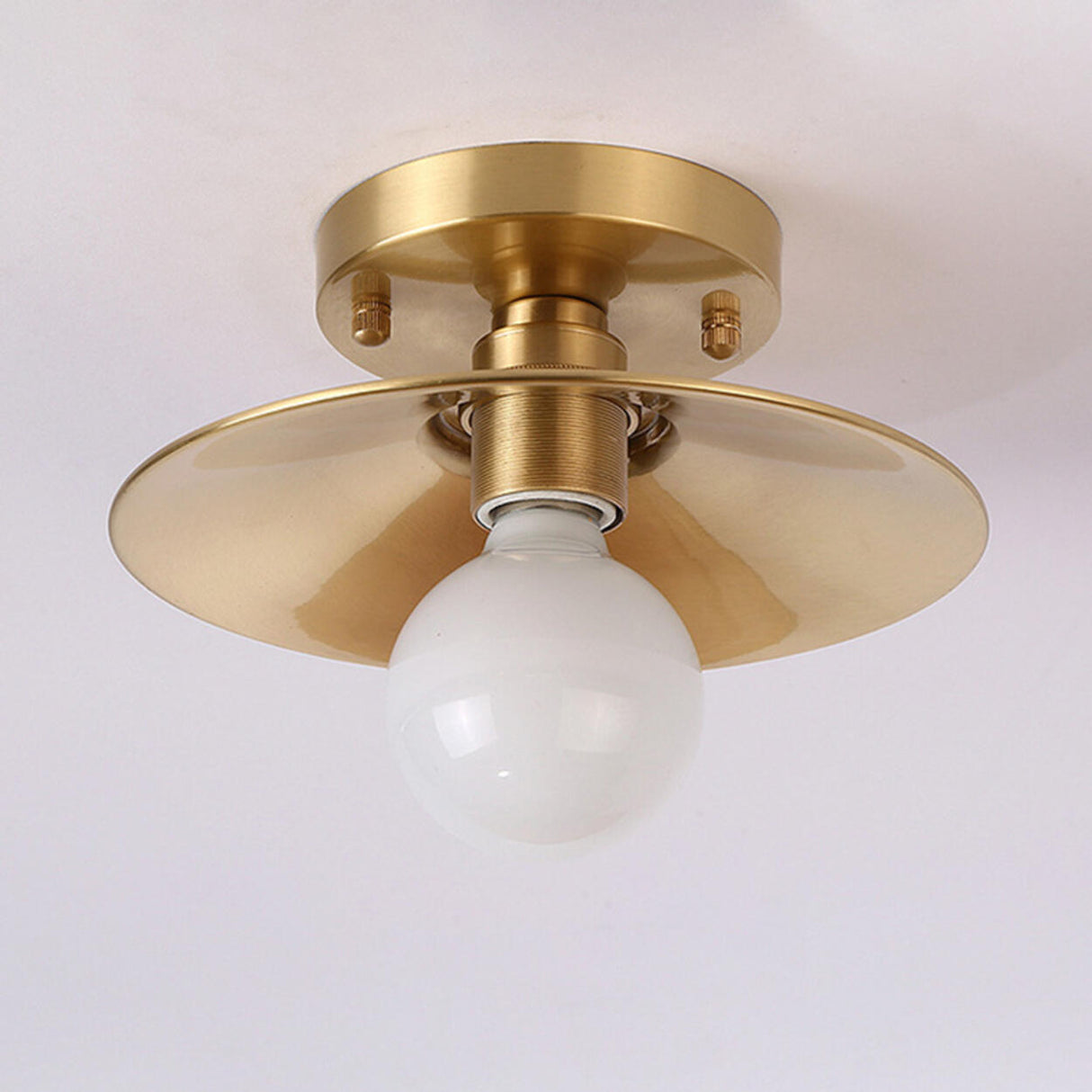 Cone Copper Gold Metal Semi-Flush Mount Ceiling Light Image - 9