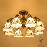 Cone Stained Glass Brass Down Living Room Chandelier Image - 11