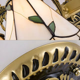 Cone Stained Glass Brass Down Living Room Chandelier Image - 12