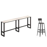 Console Stone Top Metal White Modern Storage Bar Table Set Image - 3