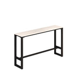 Console Stone Top Metal White Modern Storage Bar Table Set Image - 9