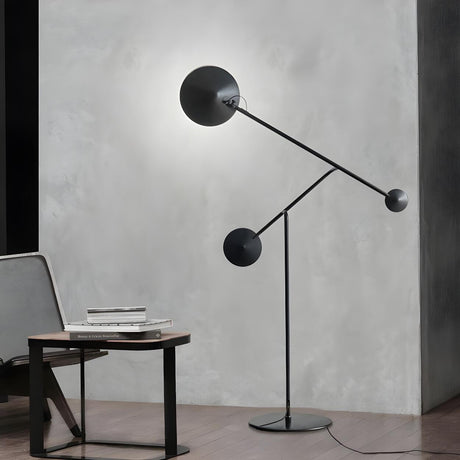 Contemporary 2-Light Black Cone Metal Floor Light Image - 1