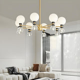 Contemporary 2 Tiers Crystal Glass Globe Chandelier Image - 1