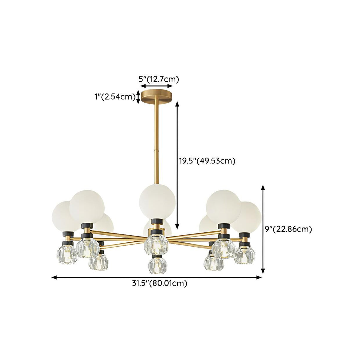 Contemporary 2 Tiers Crystal Glass Globe Chandelier Image - 12