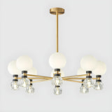 Contemporary 2 Tiers Crystal Glass Globe Chandelier Image - 3