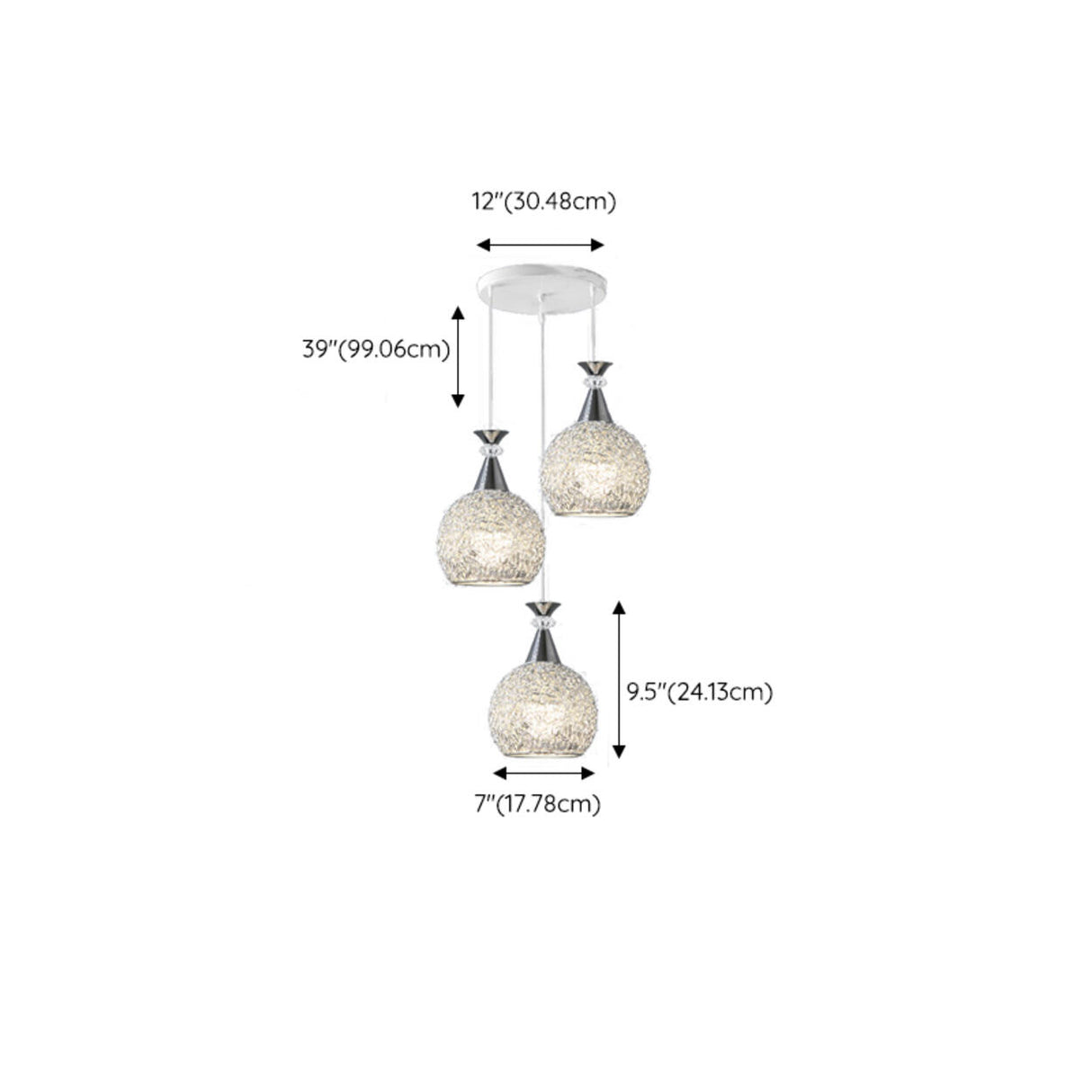 Contemporary 3-Light Globe Silver Dining Room Pendant Light 