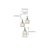 Contemporary 3-Light Globe Silver Dining Room Pendant Light #size