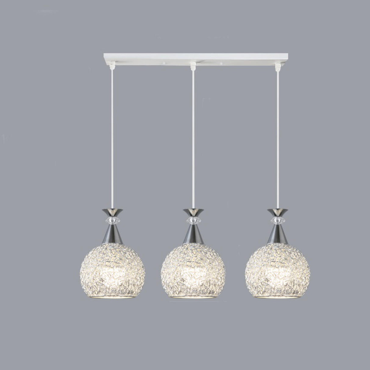 Contemporary 3-Light Globe Silver Dining Room Pendant Light Image - 3