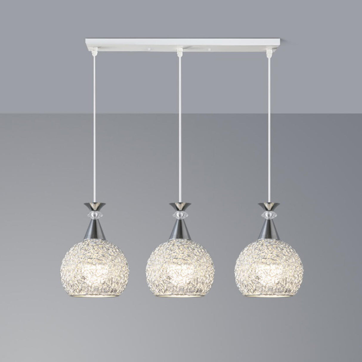 Contemporary 3-Light Globe Silver Dining Room Pendant Light Image - 8