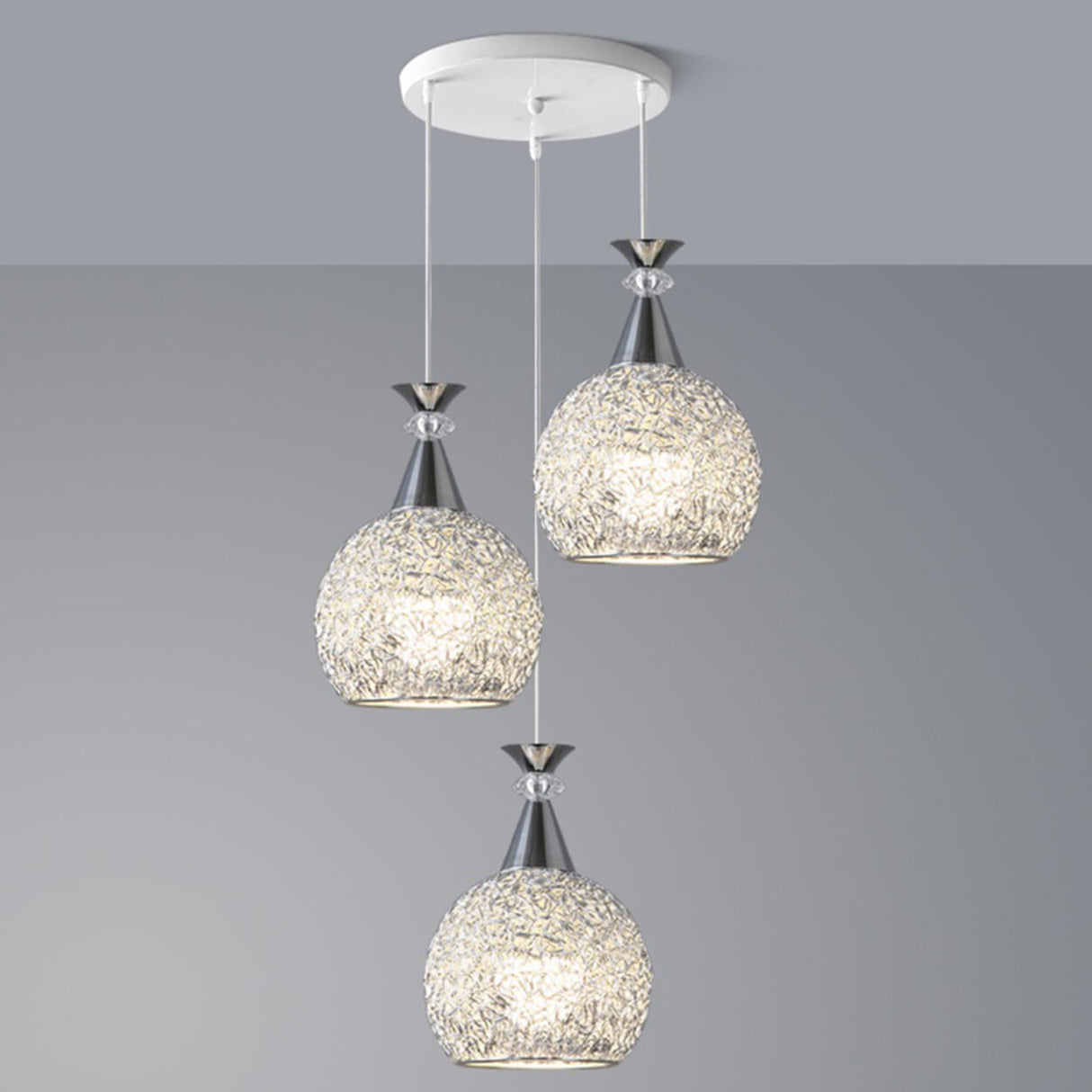 Contemporary 3-Light Globe Silver Dining Room Pendant Light Image - 9