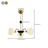 Contemporary 5 Ball White Ribbed Glass Chandelier #size