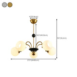 Contemporary 5 Ball White Ribbed Glass Chandelier Image - 22