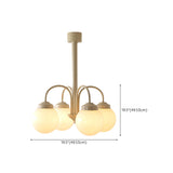 Contemporary 5-Light Beige White Glass Globe Chandelier #size