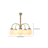 Contemporary 5-Light Beige White Glass Globe Chandelier Image - 15